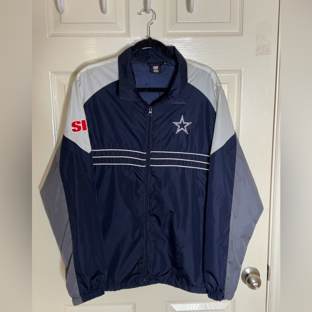 NFL Reebok Team Apparel Dallas Cowboys Men's Windbreaker Jacket - Blue Size L​ - Picture 10 of 10